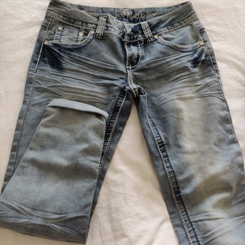 Light blue faded jeans